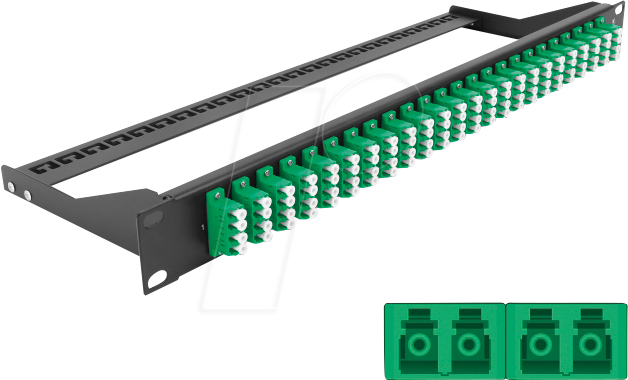 DELOCK 43399 - LWL Patchpanel, 19'', 24-Port, LC Quad grün von Delock