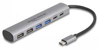 DELOCK 6 Port USB Hub mit 4x USB-A und 2x USB-C Buchse von Delock