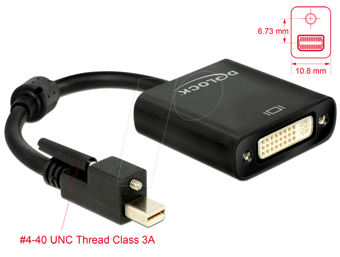 DELOCK 62639 - Adapterkabel, mini DP 1.2 Stecker auf DVI 24+5 Buchse, 25 cm von Delock