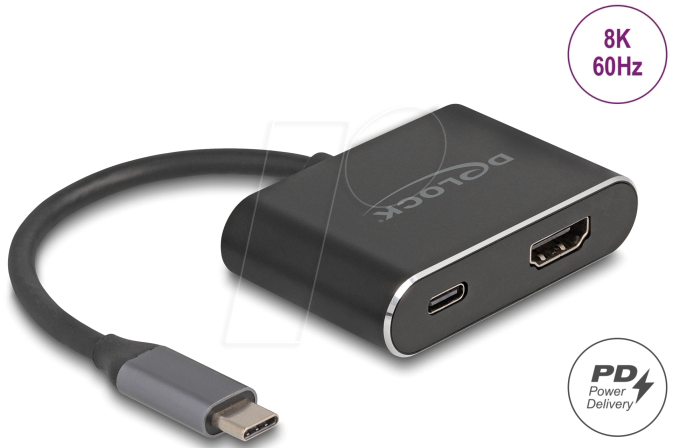 DELOCK 64199 - Adapter USB-C zu HDMI, 8K 60Hz, HDR, PD 100 W von Delock