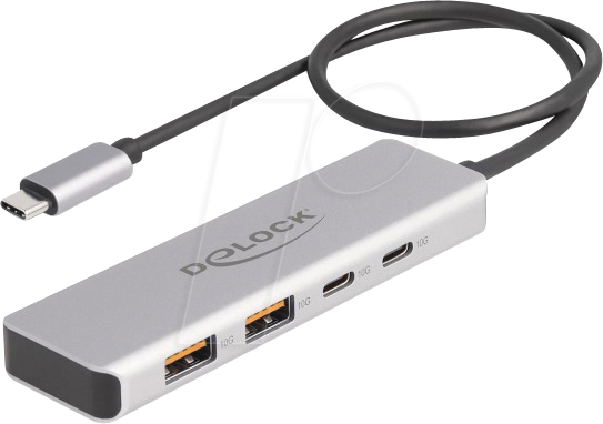 DELOCK 64230 - USB 3.1 4-Port Hub, 2x A, 2x C, Aluminium, 35 cm von Delock