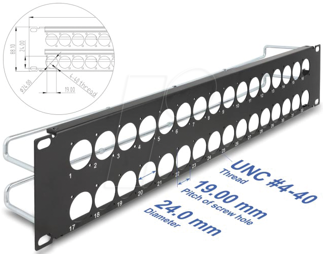 DELOCK 67057 - 19'' D-Typ Patchpanel 32 Port 2 HE schwarz von Delock
