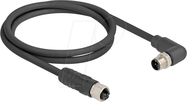 DELOCK 80528 - M12 Kabel L-kodiert 4 Pin Stecker rechts gewinkelt >Buchse PUR von Delock