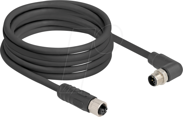 DELOCK 80531 - M12 Kabel L-kodiert 4 Pin Stecker rechts gewinkelt >Buchse PUR von Delock
