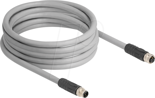 DELOCK 80541 - M12 Kabel L-kodiert 5 Pin Stecker zu Buchse PUR  5 m von Delock