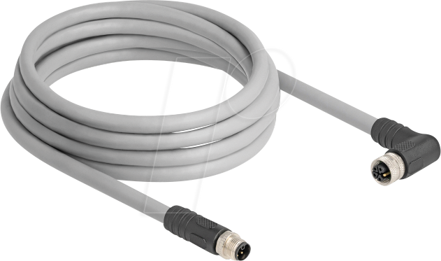 DELOCK 80544 - M12 Kabel L-kodiert 5 Pin Stecker> Buchse rechts gewinkelt PUR von Delock