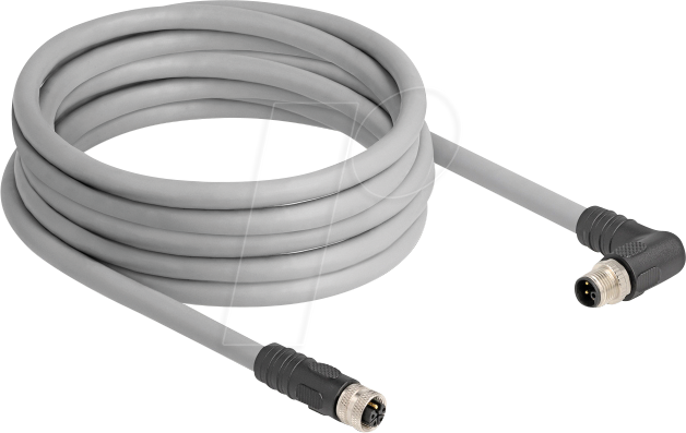 DELOCK 80552 - M12 Kabel L-kodiert 5 Pin Stecker rechts gewinkelt >Buchse PUR von Delock