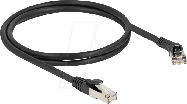 DELOCK 80637 - Patchkabel Cat.8.1 S/FTP, 45° rechts / gerade, 1 m, schwarz von Delock