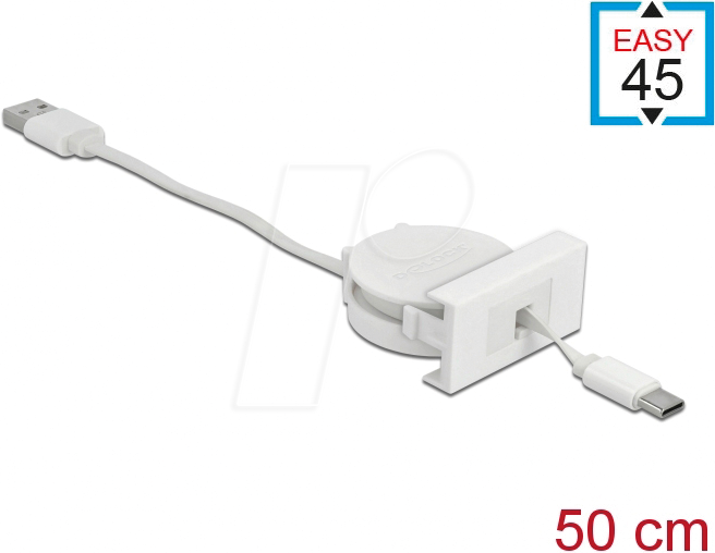 DELOCK 81318 - Easy 45 Modul USB 2.0 Ausrollkabel USB Typ-A zu USB Type-C™ von Delock