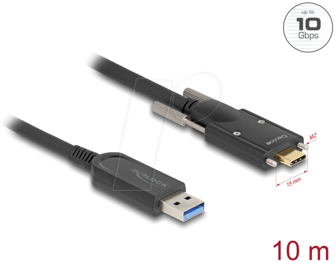DELOCK 83206 - Optisches USB 3.1 Kabel, A Stecker auf C Stecker, 10 m von Delock