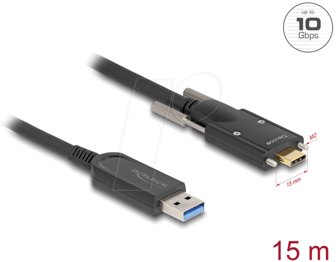 DELOCK 83208 - Optisches USB 10 Gb/s Kabel, A Stecker auf C Stecker, 15 m von Delock