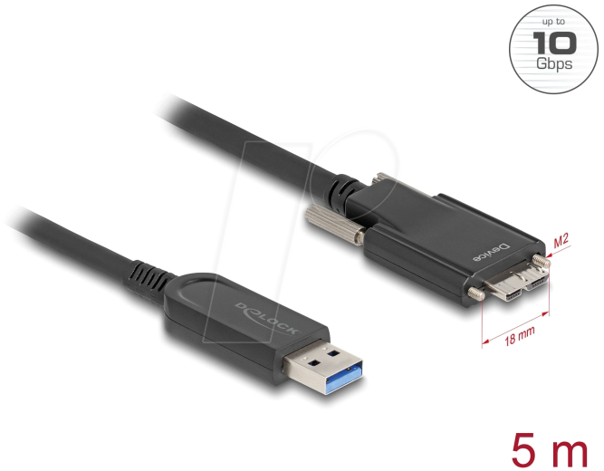 DELOCK 83211 - Optisches USB 3.1 Kabel, A Stecker auf Micro-B Stecker, 5 m von Delock