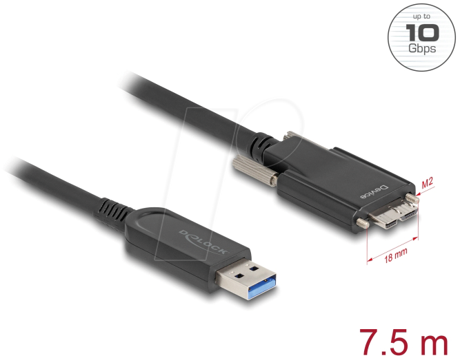 DELOCK 83212 - Optisches USB 3.1 Kabel, A Stecker auf Micro-B Stecker, 7,5 m von Delock