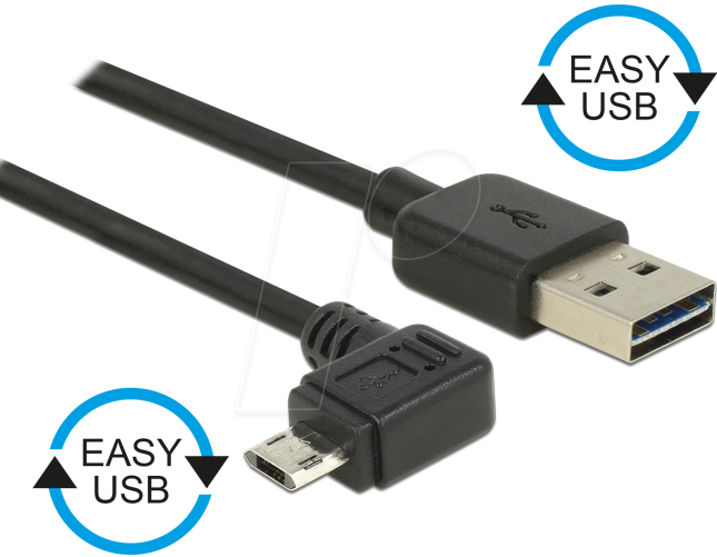 DELOCK 83853 - USB 2.0 Kabel, EASY A Stecker auf Micro B Stecker, 2 m von Delock