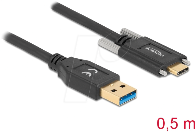 DELOCK 84007 - USB 10 Gb/s Kabel, A Stecker auf C Stecker, Schrauben seitlich, von Delock