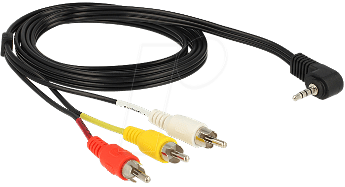 DELOCK 84504 - Kabel Klinke 3,5 mm 4 Pin Stecker gewinkelt > 3 x Cinch Stecker von Delock