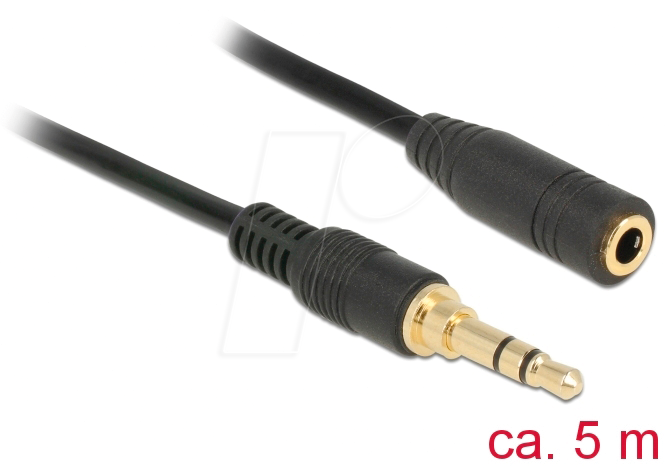 DELOCK 85590 - Kabel Klinke, Verlängerung 3,5 mm, 5,0 m von Delock