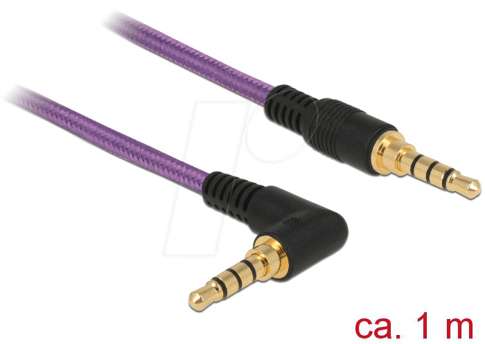 DELOCK 85611 - Kabel Klinke 4 Pin 3,5 mm > Stecker gewinkelt 1,0 m von Delock