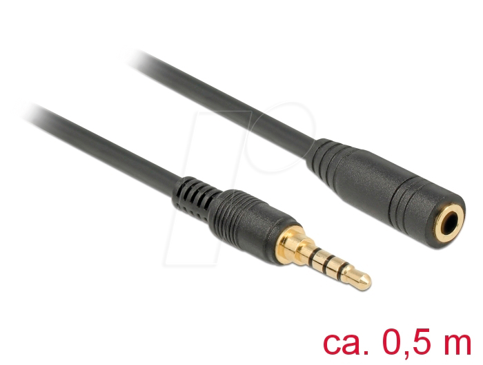 DELOCK 85627 - Kabel Klinke, Verlängerung 3,5 mm, 0,5 m von Delock