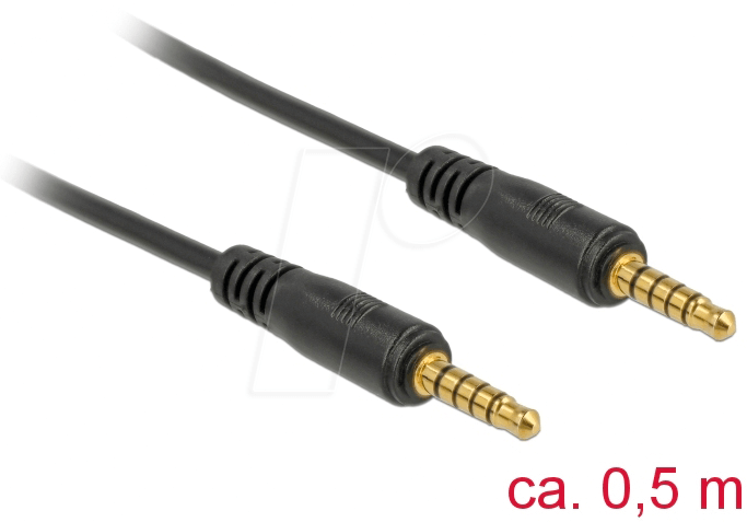 DELOCK 85695 - Kabel Klinke 5 Pin 3,5 mm Stecker > Stecker 0,5 m schwarz von Delock