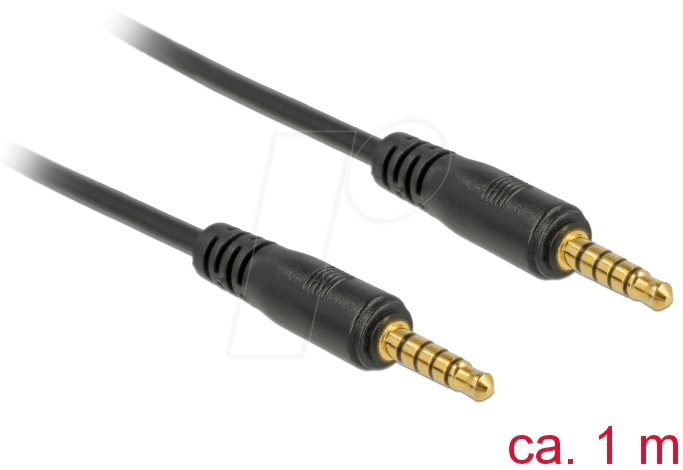 DELOCK 85696 - Kabel Klinke 5 Pin 3,5 mm Stecker > Stecker 1 m schwarz von Delock