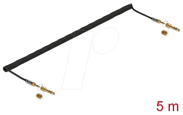 DELOCK 85839 - Klinke 3,5 mm Stecker/Stecker, 2x 6,35mm Adapter, Spiral, 5 m DELOCK 85839 - Klinke 3,5 mm Stecker/Stecker, 2x 6,35mm Adapter, Spiral, 5 m von Delock