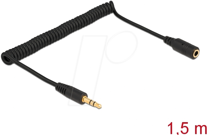 DELOCK 86768 - Kabel Klinke, Verlängerung 3,5 mm, Spiral, 1,5 m von Delock