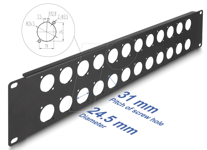 DELOCK 88055 - 19'' D-Typ Patchpanel, 24 Port, 2 HE, schwarz von Delock