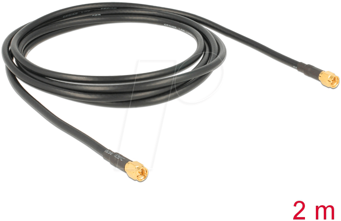 DELOCK 88892 - HF Antennenkabel SMA Stecker > SMA Stecker 2 m LMR195 low loss von Delock