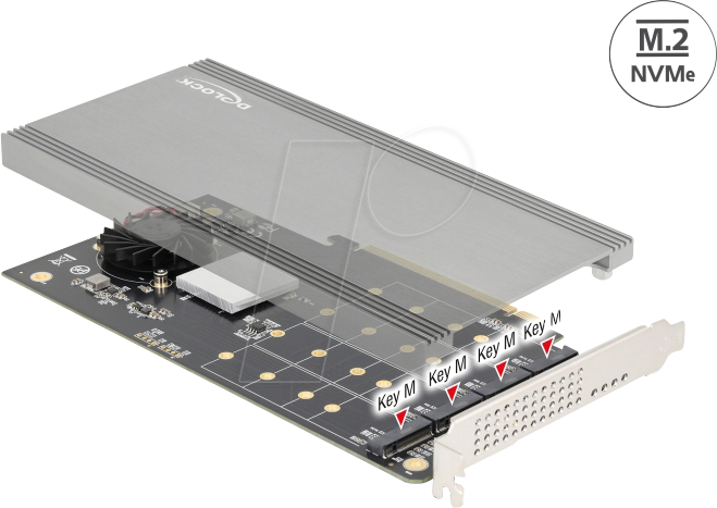 DELOCK 89044 - PCIe x16 > 4x intern NVMe M.2 Key M von Delock