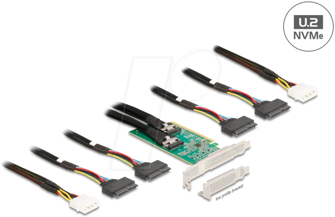 DELOCK 90077 - PCIe x16 > 2x SFF-8654 > 4x SFF-8639, Bifurication von Delock