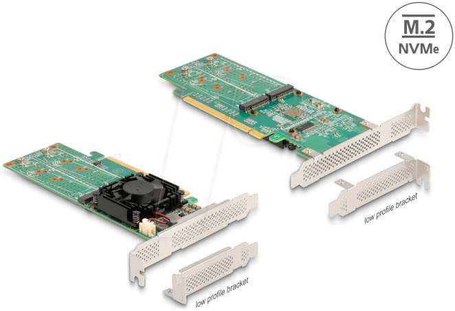 DELOCK 90078 - PCIe x16 > 2x SFF-8654 > 4x M.2 Key M, NVMe von Delock