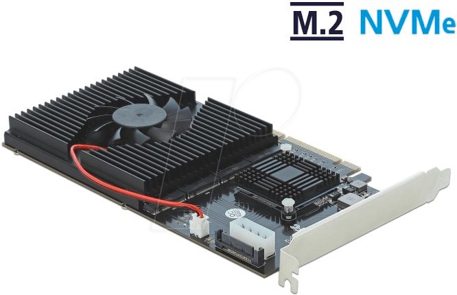 DELOCK 90409 - Konverter PCIe x16/x8 > 4x M.2 Key M NVMe von Delock