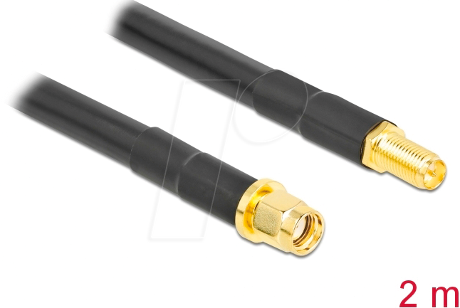 DELOCK 90464 - RP-SMA Stecker zu RP-SMA Buchse LMR/CFD300 2 m von Delock