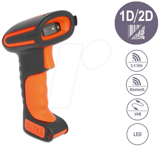 DELOCK 90507 - Barcodescanner, 2D, 2,4 GHz/Bluetooth/USB von Delock