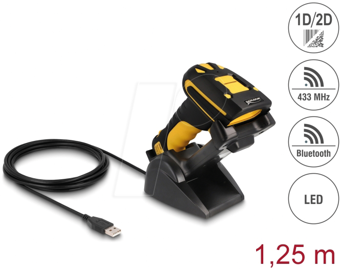 DELOCK 90586 - Barcodescanner, 2D, Bluetooth/ Funk 433 MHz von Delock