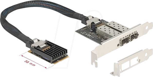 DELOCK 95281 - Netzwerkkarte, MiniPCIe I/O, Gigabit Ethernet, 2x SFP von Delock