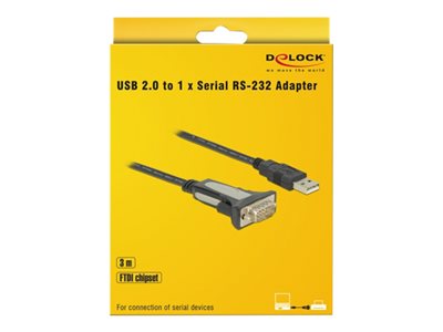 DELOCK Adapter USB 2.0 Typ-A zu 1 x Seriell RS-232 DB9 3 m DELOCK Adapter USB 2.0 Typ-A zu 1 x Seriell RS-232 DB9 3 m von Delock