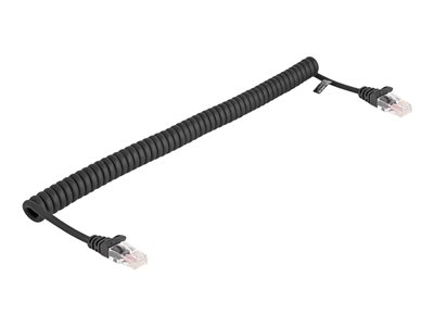 DELOCK RJ45 Spiralkabel Stecker zu Stecker Cat.5e 1m Schwarz von Delock