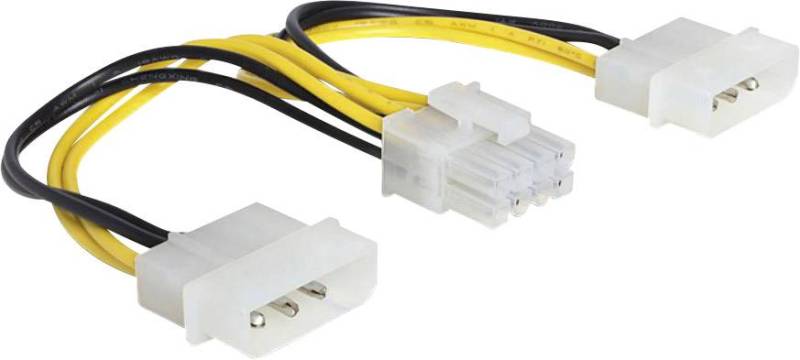 DELOCK Stromkabel 8pin EPS -> 2x 4pin Molex Bu/St 0.15m von Delock