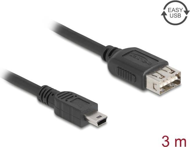 DELOCK USB 2.0 Kabel USB Typ Mini-B St zu USB Typ-A Bu 3 m von Delock