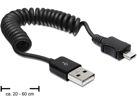 DELOCK USB Kabel A -> Micro-B St/St 0.20m-0.60cm Spiralkabe DELOCK USB Kabel A -> Micro-B St/St 0.20m-0.60cm Spiralkabe von Delock