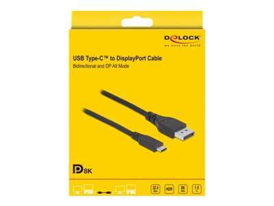 DELOCK USB Type-C > DP Kabel 8K 60Hz 1,5m bidirektional von Delock