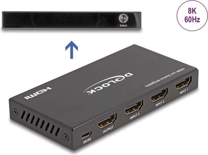 DeLOCK 18603 - HDMI - Metall - Schwarz - 144 Hz - 3840 x 2160 - 7680 x 4320 - 48 Gbit/s (18603) von Delock