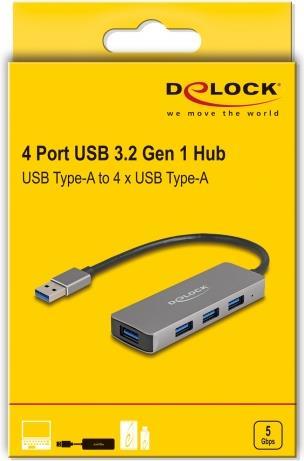 DeLOCK 63171 Schnittstellen-Hub USB 3.2 Gen 1 (3.1 Gen 1) Type-A 5000 Mbit/s Grau (63171) von Delock