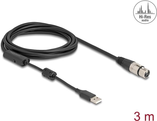 DeLOCK 84178 Audio-Kabel 3 m XLR (3-pin) USB Typ-A Schwarz - Silber (84178) von Delock