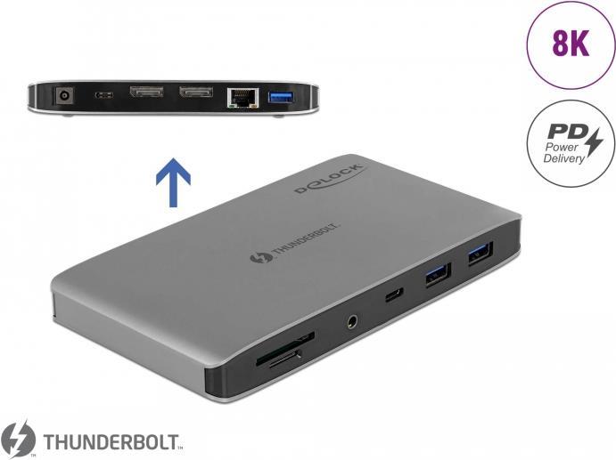 DeLOCK 87777 Notebook-Dockingstation & Portreplikator Verkabelt Thunderbolt 3 Grau (87777) von Delock