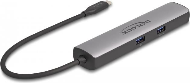 DeLOCK 87865 laptop-dockingstation & portreplikator Kabelgebunden USB 3.2 Gen 2 (3.1 Gen 2) Type-C Schwarz - Grau (87865) von Delock