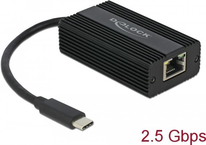 DeLOCK Adapter USB Type-C male to 2,5 Gigabit LAN - Netzwerkadapter - USB-C 3,1 Gen 1 - 2,5GBase-T - Schwarz (65990) von Delock