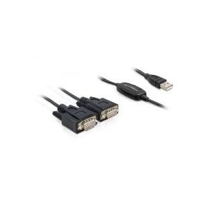 DeLOCK Adapter USB2.0 > 2 x Seriell - Kabel USB / seriell - USB Typ A, 4-polig (M) - DB-9 (M) - 1,4m - Flügelschrauben (61886) von Delock